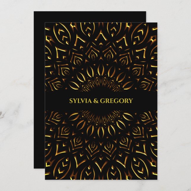 Reserva La Fecha Boda de lujo tradicional Art Deco étnico elegante (Anverso / Reverso)