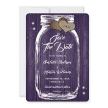 Boda de Madera de Tarro de Mason Morado Rústico