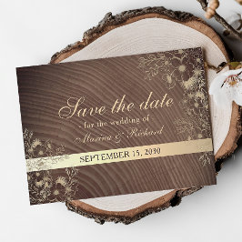 Reserva La Fecha Boda de madera floral de otoño rústica