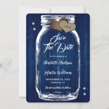 Boda de Madera Rustic Blue Mason Jar