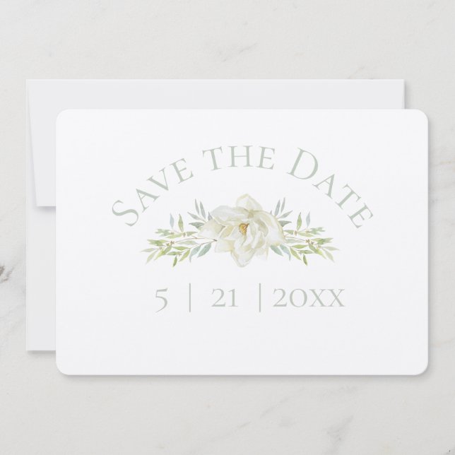 Reserva La Fecha Boda de Magnolia Blanca Save the Date (Anverso)