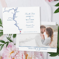 Boda de Mapa Costero Elegante de Ogunquit Maine