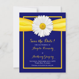 Reserva La Fecha Boda de margarita Shasta Yellow Ribbon Navy Blue
