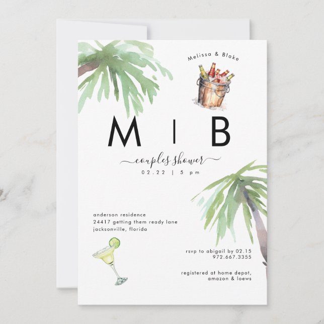 Reserva La Fecha Boda de Margaritas Tropicales y Parejas de Cerveza (Anverso)