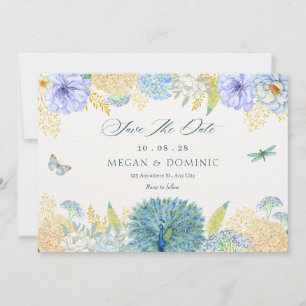 Reserva La Fecha Boda de mariposa de ave floral de color pastel