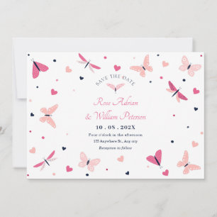 Reserva La Fecha Boda de mariposa de corazón rosa