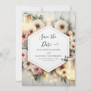 Reserva La Fecha Boda de Mason Jar Botanical Moderno