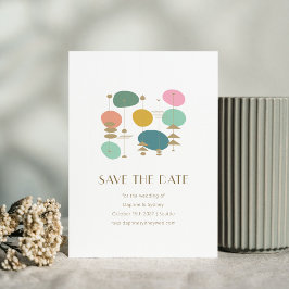 Reserva La Fecha Boda de Moda moderna de mediados de siglo