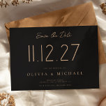 Reserva La Fecha Boda De Moda Moderna Simple No Foto Guardar La Fec<br><div class="desc">Un sencillo y moderno salva la tarjeta de fecha. Personalice este diseño de color negro y marrón de moda para tener su fecha de boda,  nombres y detalles.</div>