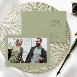 Reserva La Fecha Boda de Moda simple foto Sage Green ID1046