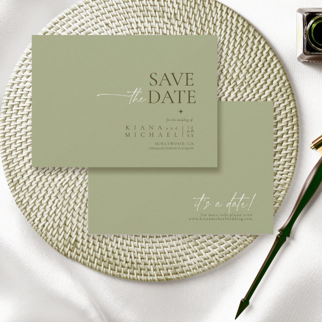 Reserva La Fecha Boda de Moda simple Sage Green ID1046 (Subido por el creador)