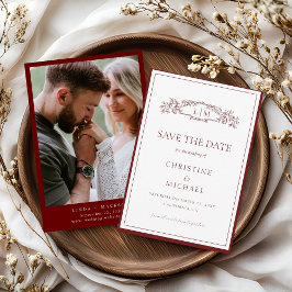 Reserva La Fecha Boda de monograma del escudo botánico de Borgoña