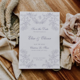 Reserva La Fecha Boda de Monograma Gris Chino Vintage