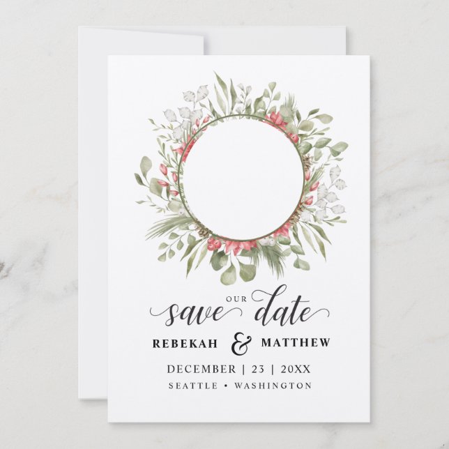 Reserva La Fecha Boda de Navidades de follaje | Foto Guardar la fec (Anverso)