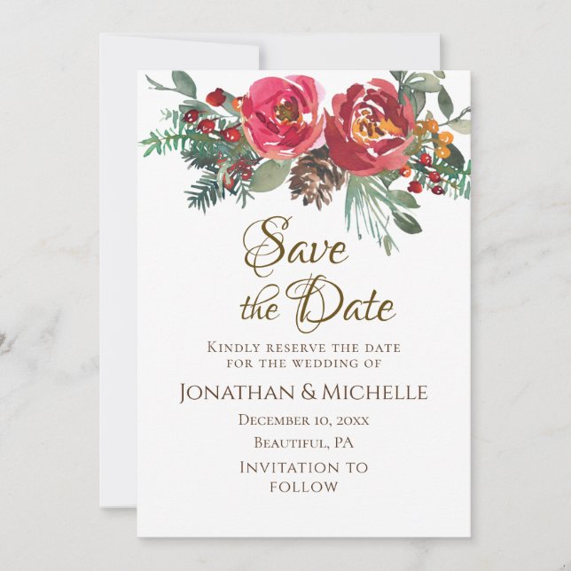 Reserva La Fecha Boda de Navidades de invierno de Roses Roses Everg (Anverso)