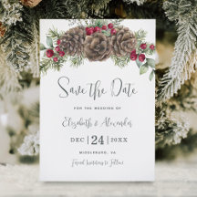 Boda de Navidades de Watercolor Pine Winter Berrie