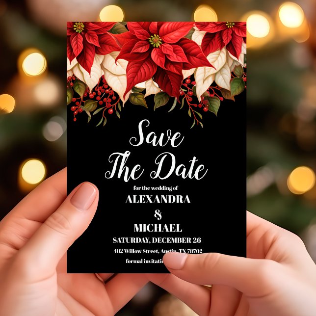 Reserva La Fecha Boda de Navidades florales de Poinsettia Negra Rus (Subido por el creador)