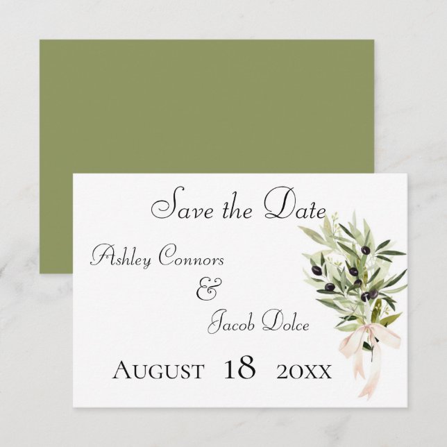 Reserva La Fecha Boda de Olive Branch Bouquets (Anverso / Reverso)