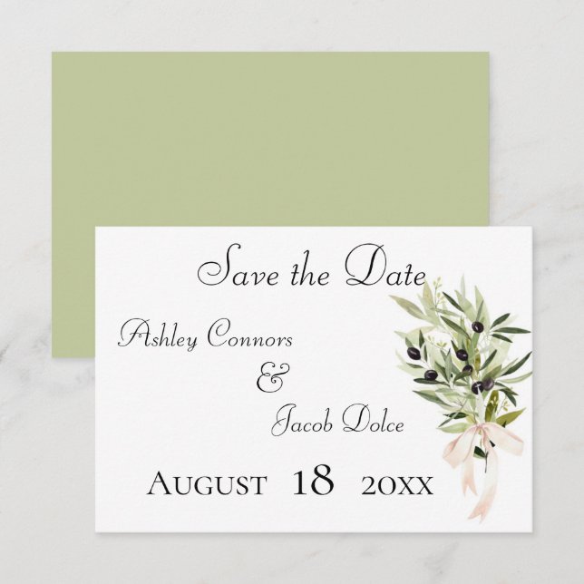 Reserva La Fecha Boda de Olive Branch Bouquets (Anverso / Reverso)