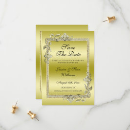 Reserva La Fecha Boda de Oro de 50 Aniversario Gold Gem & Glitter