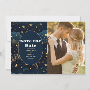 Reserva La Fecha Boda de oro de Crescent Moon Celestial