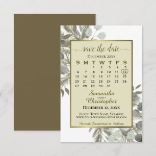 Reserva La Fecha Boda de oro del calendario acuático Eucalyptus Pin