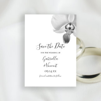 Reserva La Fecha Boda de orquídeas blancas y negras salva la fecha