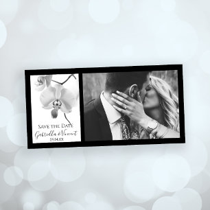 Reserva La Fecha Boda de orquídeas blancas y negras salva la fecha