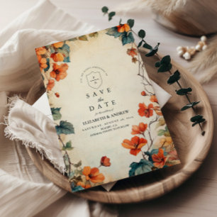 Reserva La Fecha Boda de Otoño con Floral Colgante
