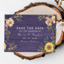 Boda de Otoño con Girasoles y Florales Púrpuras