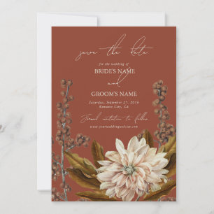 Reserva La Fecha Boda de otoño de color de agua de terracota floral