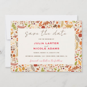 Reserva La Fecha Boda de otoño de flores rusticas secas y bohemias