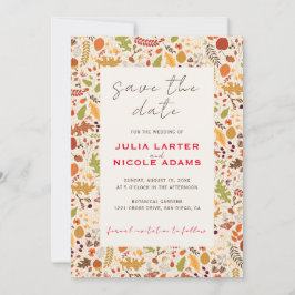 Reserva La Fecha Boda de otoño de flores rusticas secas y bohemias