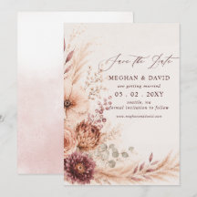 Boda de Otoño Floral Pampas Burgundy Rústica