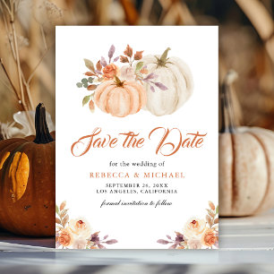 Reserva La Fecha Boda de otoño floral terroso de calabaza