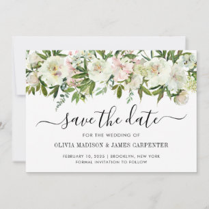 Reserva La Fecha Boda de otoño moderna de acuarela floral blanca