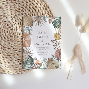 Reserva La Fecha Boda de otoño rústico de Boho Greenery Elegante