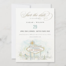Boda de paisaje acuarela en Las Vegas Nevada