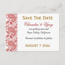 Reserva La Fecha Boda de paisley rojo y blanco Save the date