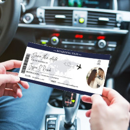 Reserva La Fecha Boda de pases de embarque azul de la Marina