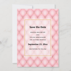 Reserva La Fecha Boda De Patrón De Diamantes De Color Rosa De Lujo