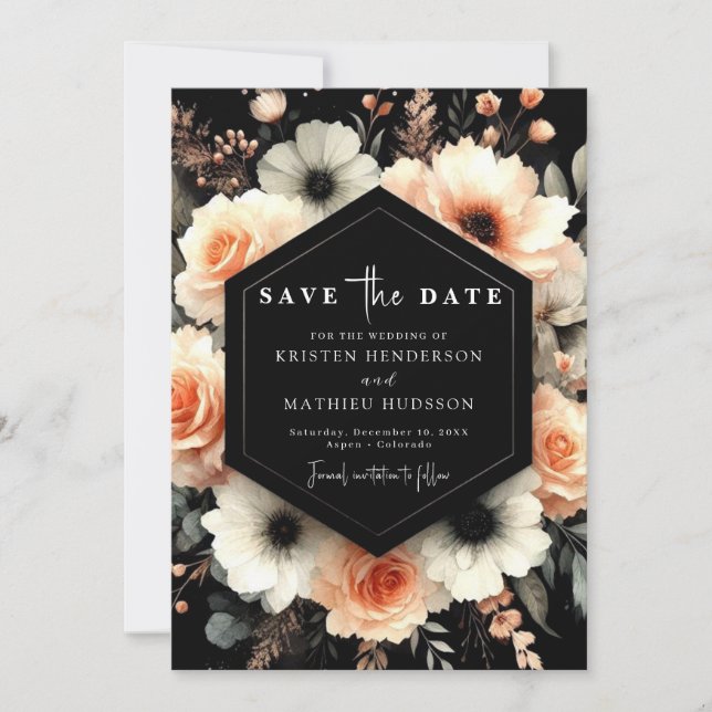 Reserva La Fecha Boda De Peach Whimsical (Anverso)