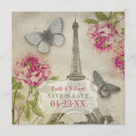 Reserva La Fecha Boda de Peonías Vintage París Save the Date