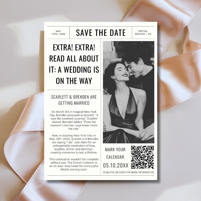 Reserva La Fecha Boda de periódico antiguo Foto Código QR (Subido por el creador)
