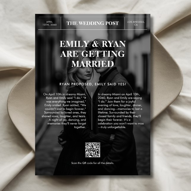 Reserva La Fecha Boda de periódico de fotografía superpuesta clásic (Subido por el creador)