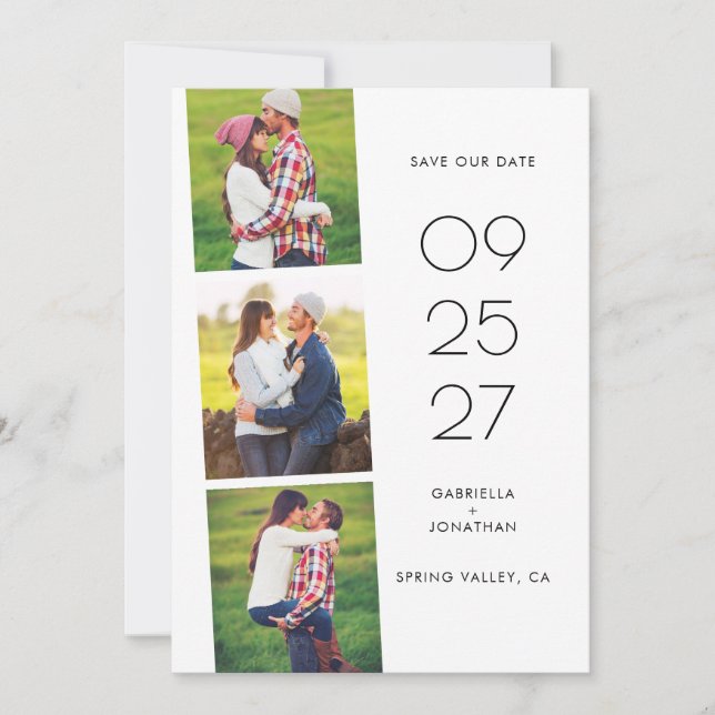 Reserva La Fecha Boda de PhotoCollage sencillo y moderno (Anverso)