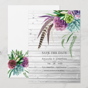 Reserva La Fecha Boda de plantas suculentas místicas rústicas boho