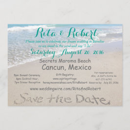 Reserva la fecha | Boda de playa 5 x 7 Tarjeta de