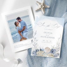 Boda de Playa con Foto en Acuarela Boho