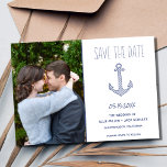 Reserva La Fecha Boda de playa de fotos de ancla náutica<br><div class="desc">Podrá navegar en su romántico viaje con nuestra Boda Náutica de Fotos de Ancla Salvar la Fecha, diseñada para complementar perfectamente su boda en la playa. Esta carta de inspiración náutica combina maravillosamente el amor por el mar con el amor compartido, creando una invitación única y encantadora para su día...</div>